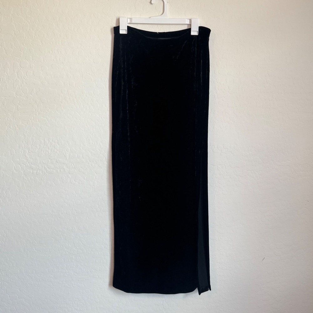 Cosabella Black Velvet Maxi Skirt Side‎ Slit Italy Sz Large Witchy Whimisgoth